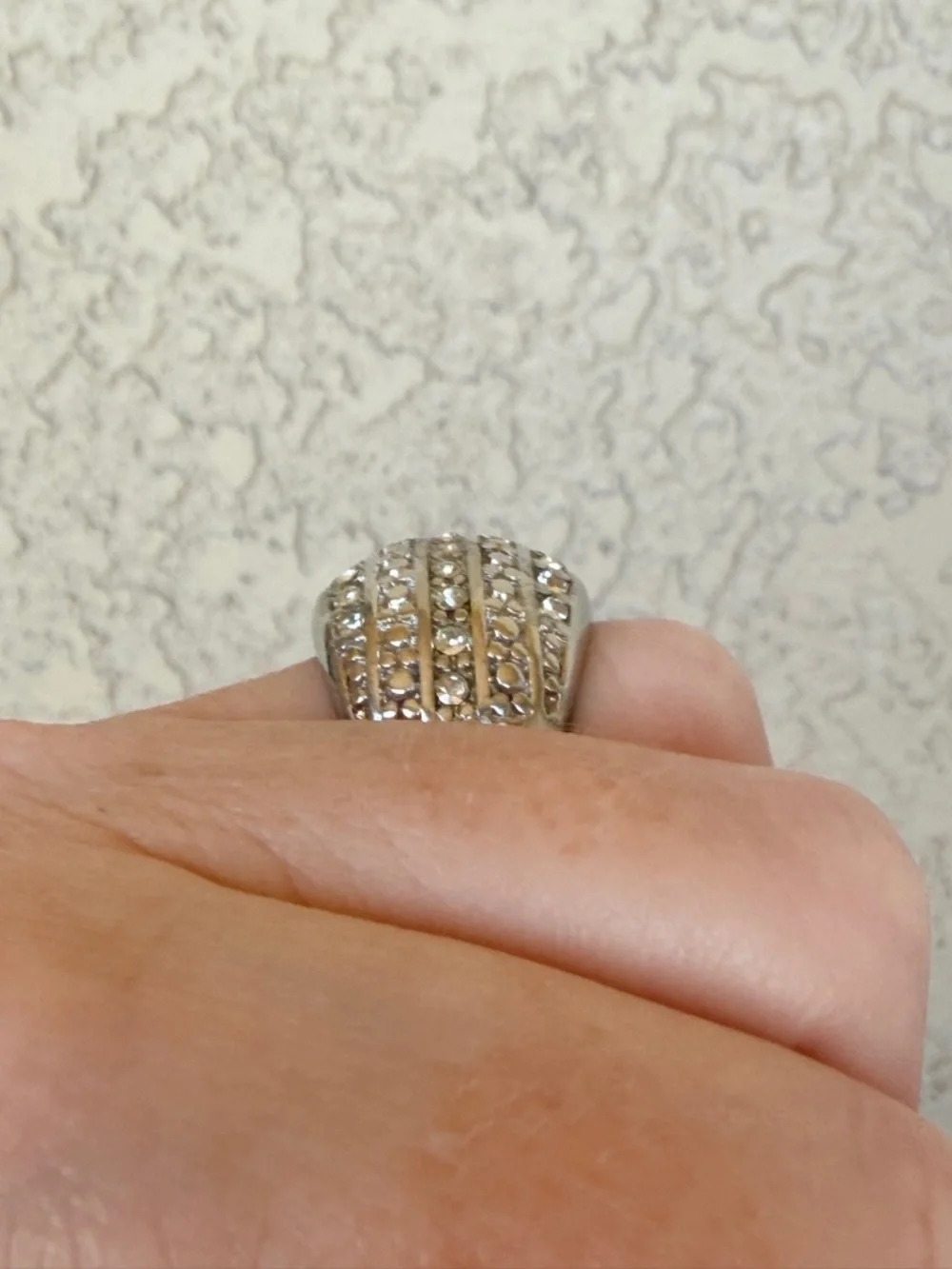 Bold Dome Clear Stone Pave Statement Ring in Silver-Tone